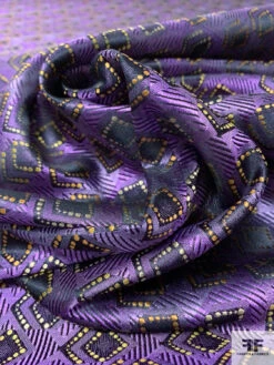 Geometric Silk Necktie Jacquard Brocade - Purple / Plum / Yellow-Gold 17 Geometric Silk Necktie Jacquard Brocade - Purple / Plum / Yellow-Gold -Fabrics And Fabrics Store 15718 8