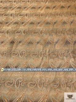 Paisley Silk Necktie Jacquard Brocade - Orange / Light Peach / Brown / Light Gold -Fabrics And Fabrics Store 15719 5