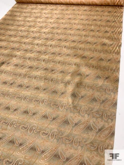 Paisley Silk Necktie Jacquard Brocade - Orange / Light Peach / Brown / Light Gold -Fabrics And Fabrics Store 15719 7