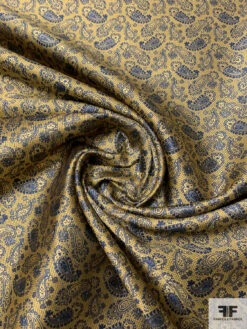 Paisley Silk Necktie Jacquard Brocade - Yellow-Gold / Navy -Fabrics And Fabrics Store 15720 2
