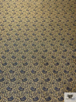 Paisley Silk Necktie Jacquard Brocade - Yellow-Gold / Navy -Fabrics And Fabrics Store 15720 4