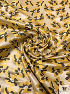 Floral Silk Necktie Jacquard Brocade - Antique Yellow / Black / Champagne 13 Floral Silk Necktie Jacquard Brocade - Antique Yellow / Black / Champagne -Fabrics And Fabrics Store 15721 1