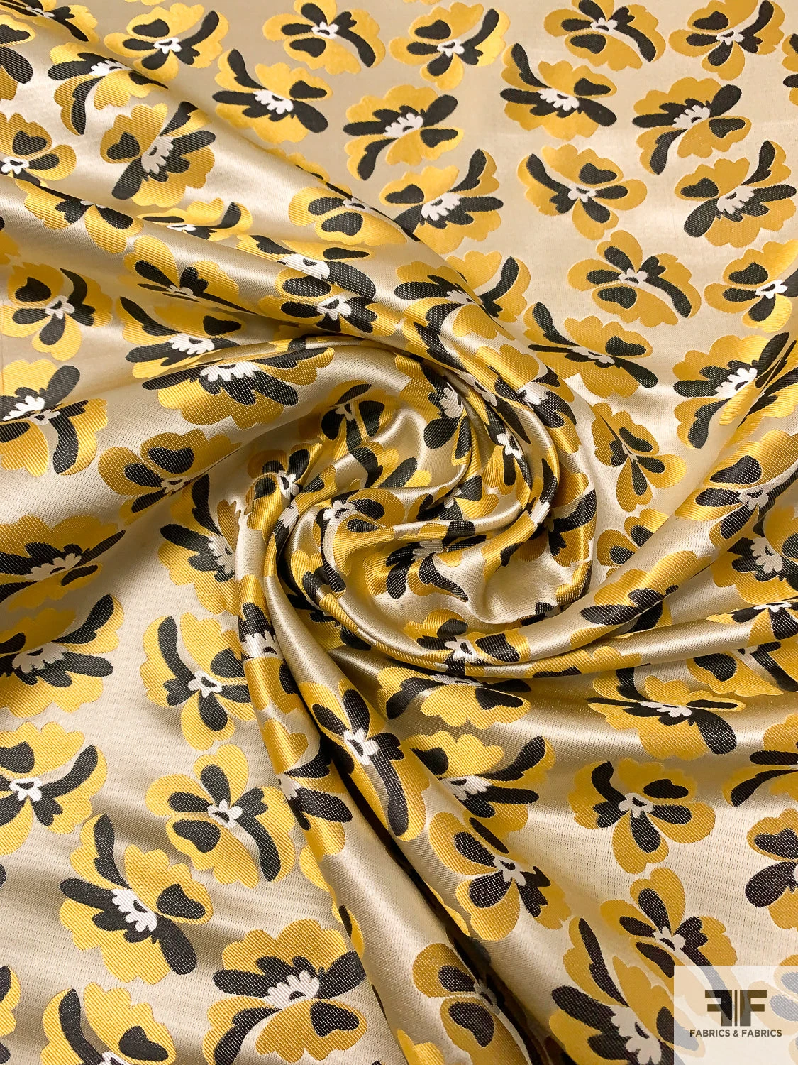 Floral Silk Necktie Jacquard Brocade - Antique Yellow / Black / Champagne 6 Floral Silk Necktie Jacquard Brocade - Antique Yellow / Black / Champagne - Image 4