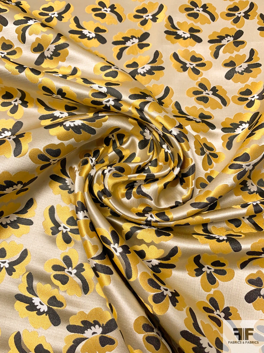 Floral Silk Necktie Jacquard Brocade - Antique Yellow / Black / Champagne 5 Floral Silk Necktie Jacquard Brocade - Antique Yellow / Black / Champagne - Image 3