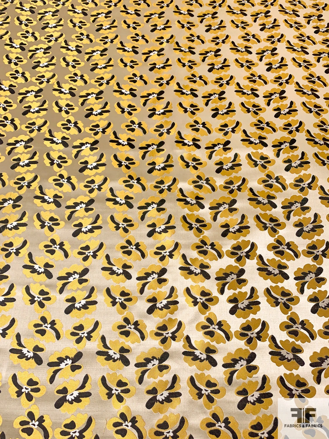 Floral Silk Necktie Jacquard Brocade - Antique Yellow / Black / Champagne 3 Floral Silk Necktie Jacquard Brocade - Antique Yellow / Black / Champagne