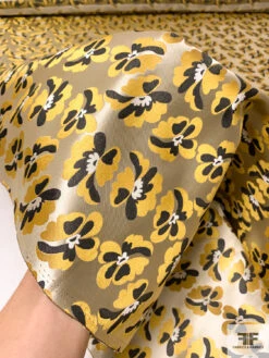 Floral Silk Necktie Jacquard Brocade - Antique Yellow / Black / Champagne 16 Floral Silk Necktie Jacquard Brocade - Antique Yellow / Black / Champagne -Fabrics And Fabrics Store 15721 7