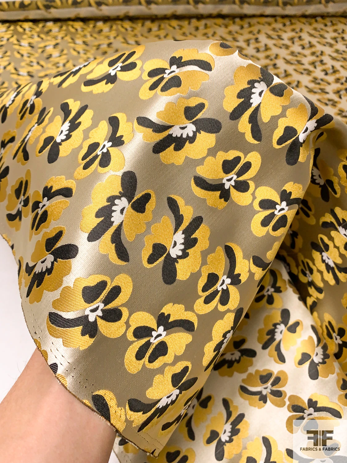 Floral Silk Necktie Jacquard Brocade - Antique Yellow / Black / Champagne 9 Floral Silk Necktie Jacquard Brocade - Antique Yellow / Black / Champagne - Image 7