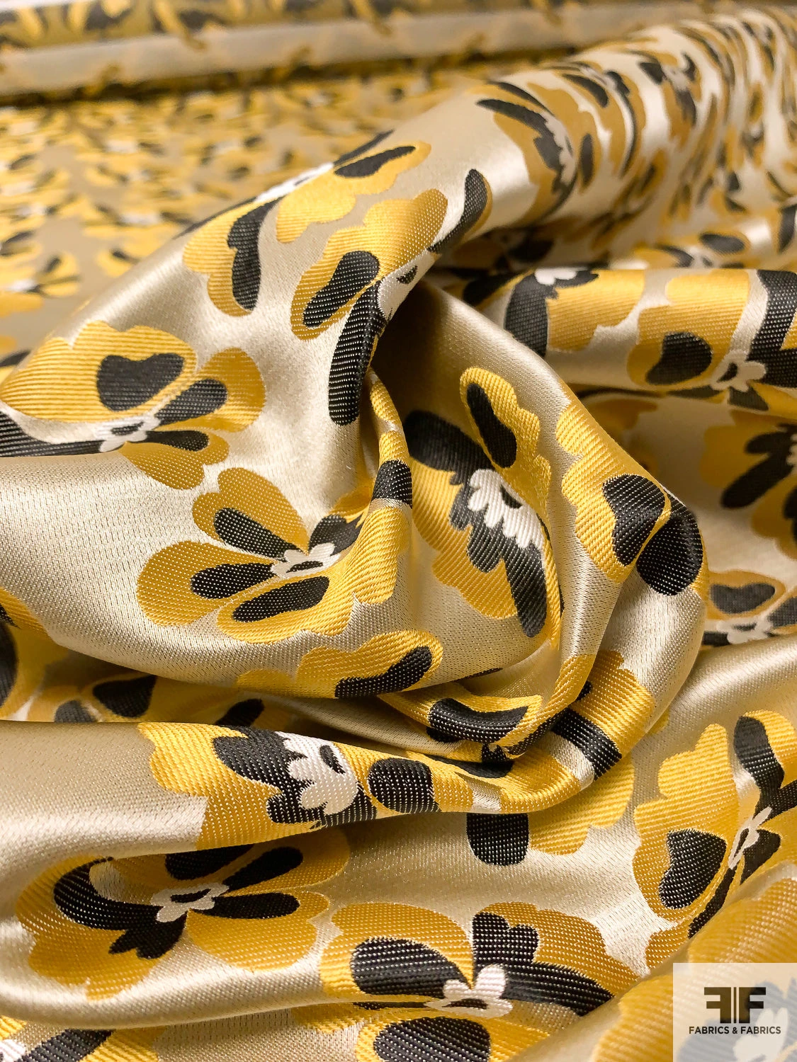 Floral Silk Necktie Jacquard Brocade - Antique Yellow / Black / Champagne 10 Floral Silk Necktie Jacquard Brocade - Antique Yellow / Black / Champagne - Image 8
