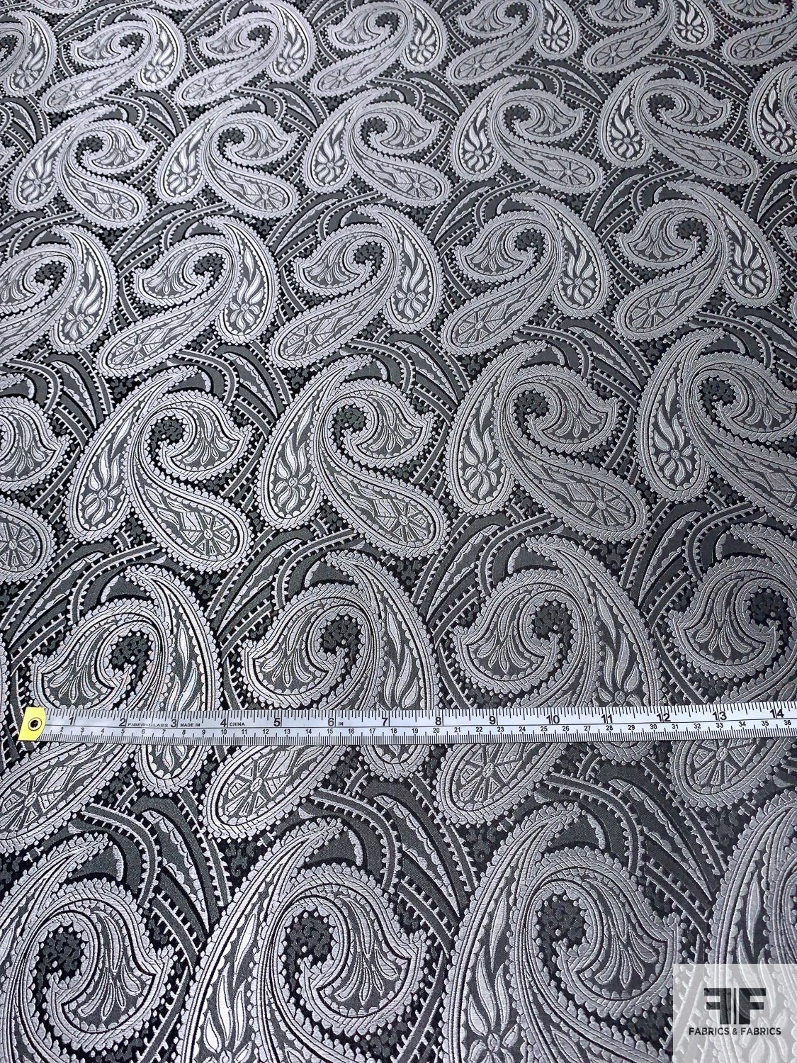 Paisley Silk Necktie Jacquard Brocade - Silver-Grey / Black 8 Paisley Silk Necktie Jacquard Brocade - Silver-Grey / Black - Image 6