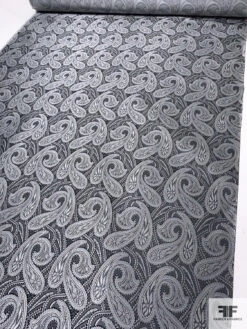 Paisley Silk Necktie Jacquard Brocade - Silver-Grey / Black 16 Paisley Silk Necktie Jacquard Brocade - Silver-Grey / Black -Fabrics And Fabrics Store 15722 7
