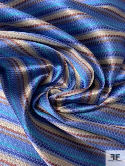 Pixel Striped Silk Necktie Jacquard Brocade - Blues / Turquoise / Browns / Beige 13 Pixel Striped Silk Necktie Jacquard Brocade - Blues / Turquoise / Browns / Beige -Fabrics And Fabrics Store 15726 1