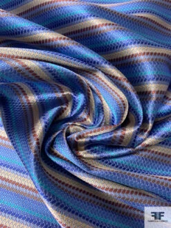 Pixel Striped Silk Necktie Jacquard Brocade - Blues / Turquoise / Browns / Beige 12 Pixel Striped Silk Necktie Jacquard Brocade - Blues / Turquoise / Browns / Beige -Fabrics And Fabrics Store 15726 2