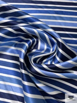 Horizontal Striped Silk Necktie Jacquard Brocade - Navy / Blues / Off-White 13 Horizontal Striped Silk Necktie Jacquard Brocade - Navy / Blues / Off-White -Fabrics And Fabrics Store 15727 1