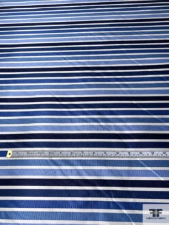 Horizontal Striped Silk Necktie Jacquard Brocade - Navy / Blues / Off-White 16 Horizontal Striped Silk Necktie Jacquard Brocade - Navy / Blues / Off-White -Fabrics And Fabrics Store 15727 5