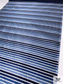 Horizontal Striped Silk Necktie Jacquard Brocade - Navy / Blues / Off-White 17 Horizontal Striped Silk Necktie Jacquard Brocade - Navy / Blues / Off-White -Fabrics And Fabrics Store 15727 7