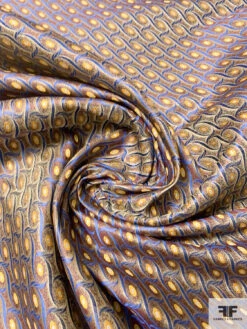 Wavy Oval Silk Necktie Jacquard Brocade - Hazy Maroon / Blue / Yellow -Fabrics And Fabrics Store 15732 2