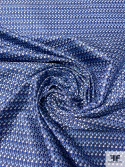 Ditsy Geometric Silk Necktie Jacquard Brocade - Blues / Dark Grey / Light Grey -Fabrics And Fabrics Store 15738 2