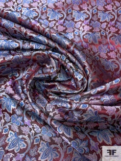 Floral Vines Silk Necktie Jacquard Brocade - Burgundy / Carolina Blues / Light Purple 12 Floral Vines Silk Necktie Jacquard Brocade - Burgundy / Carolina Blues / Light Purple -Fabrics And Fabrics Store 15739 2