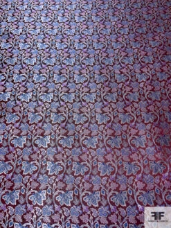 Floral Vines Silk Necktie Jacquard Brocade - Burgundy / Carolina Blues / Light Purple