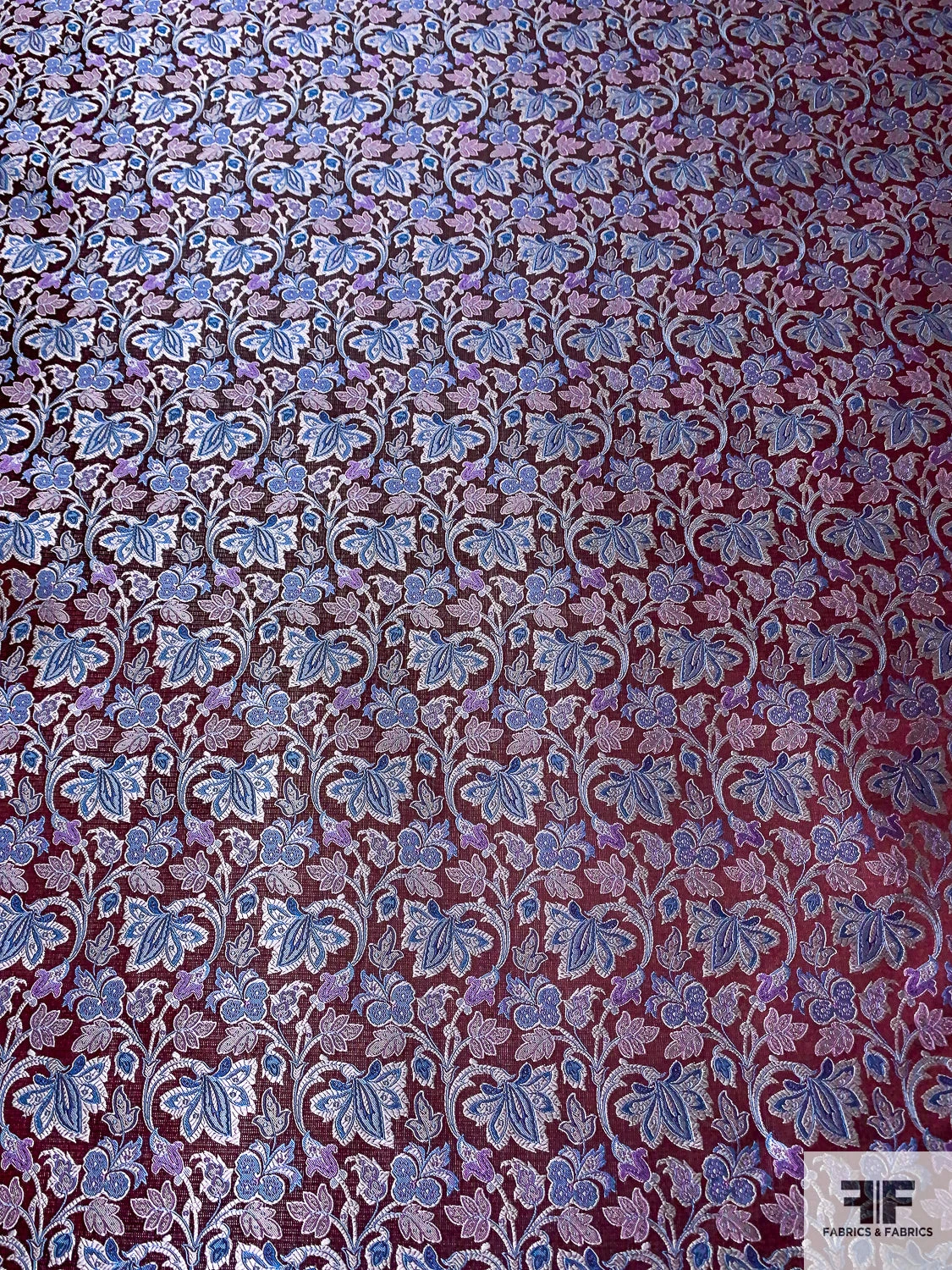 Floral Vines Silk Necktie Jacquard Brocade - Burgundy / Carolina Blues / Light Purple 3 Floral Vines Silk Necktie Jacquard Brocade - Burgundy / Carolina Blues / Light Purple