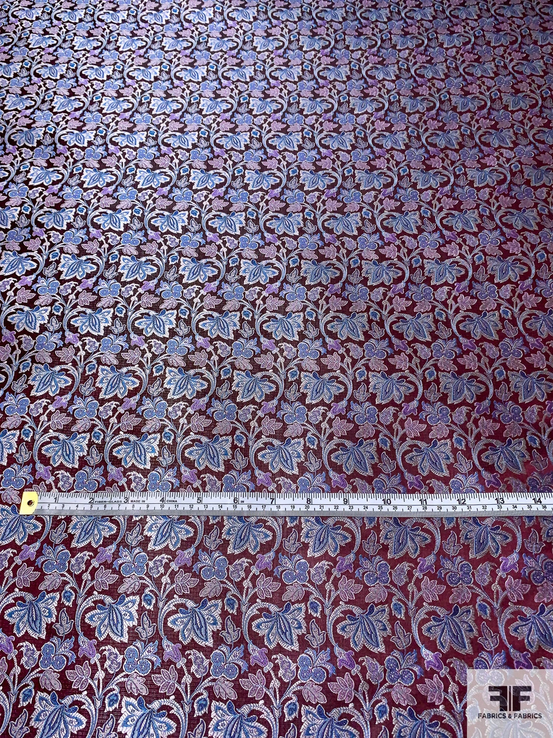Floral Vines Silk Necktie Jacquard Brocade - Burgundy / Carolina Blues / Light Purple 7 Floral Vines Silk Necktie Jacquard Brocade - Burgundy / Carolina Blues / Light Purple - Image 5