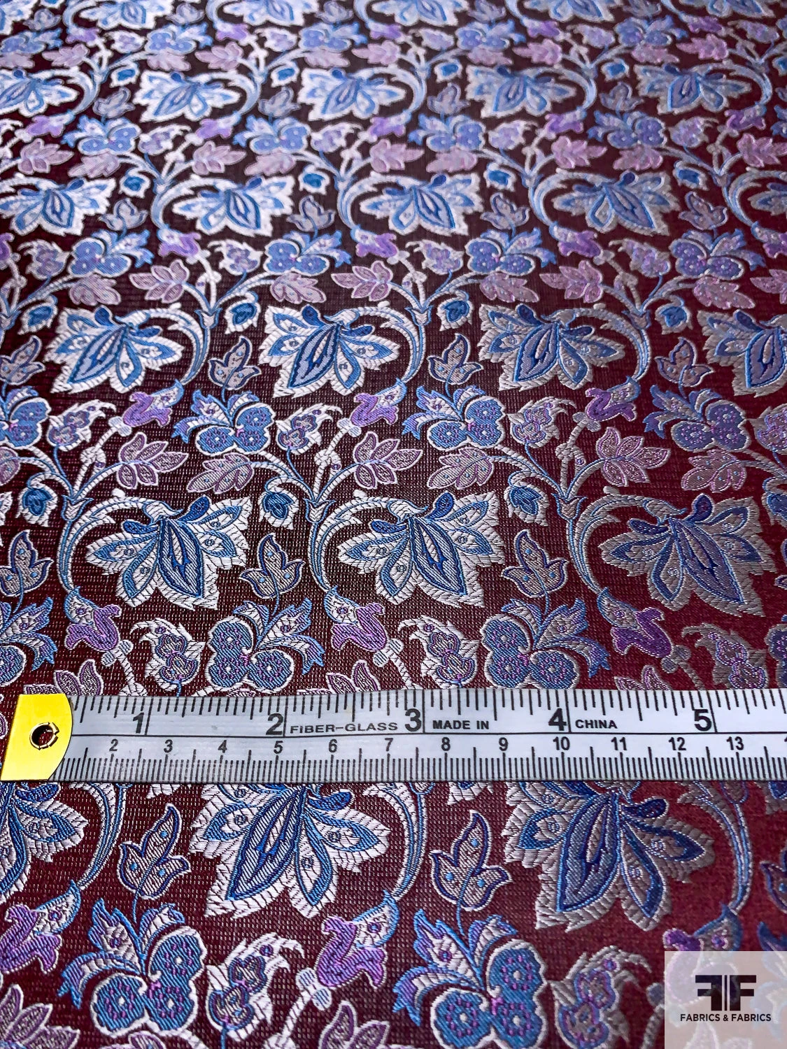 Floral Vines Silk Necktie Jacquard Brocade - Burgundy / Carolina Blues / Light Purple 4 Floral Vines Silk Necktie Jacquard Brocade - Burgundy / Carolina Blues / Light Purple - Image 2