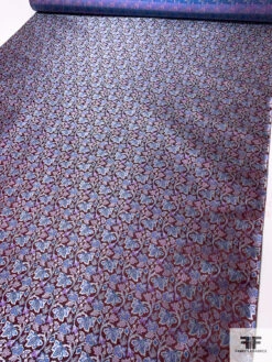 Floral Vines Silk Necktie Jacquard Brocade - Burgundy / Carolina Blues / Light Purple 15 Floral Vines Silk Necktie Jacquard Brocade - Burgundy / Carolina Blues / Light Purple -Fabrics And Fabrics Store 15739 6