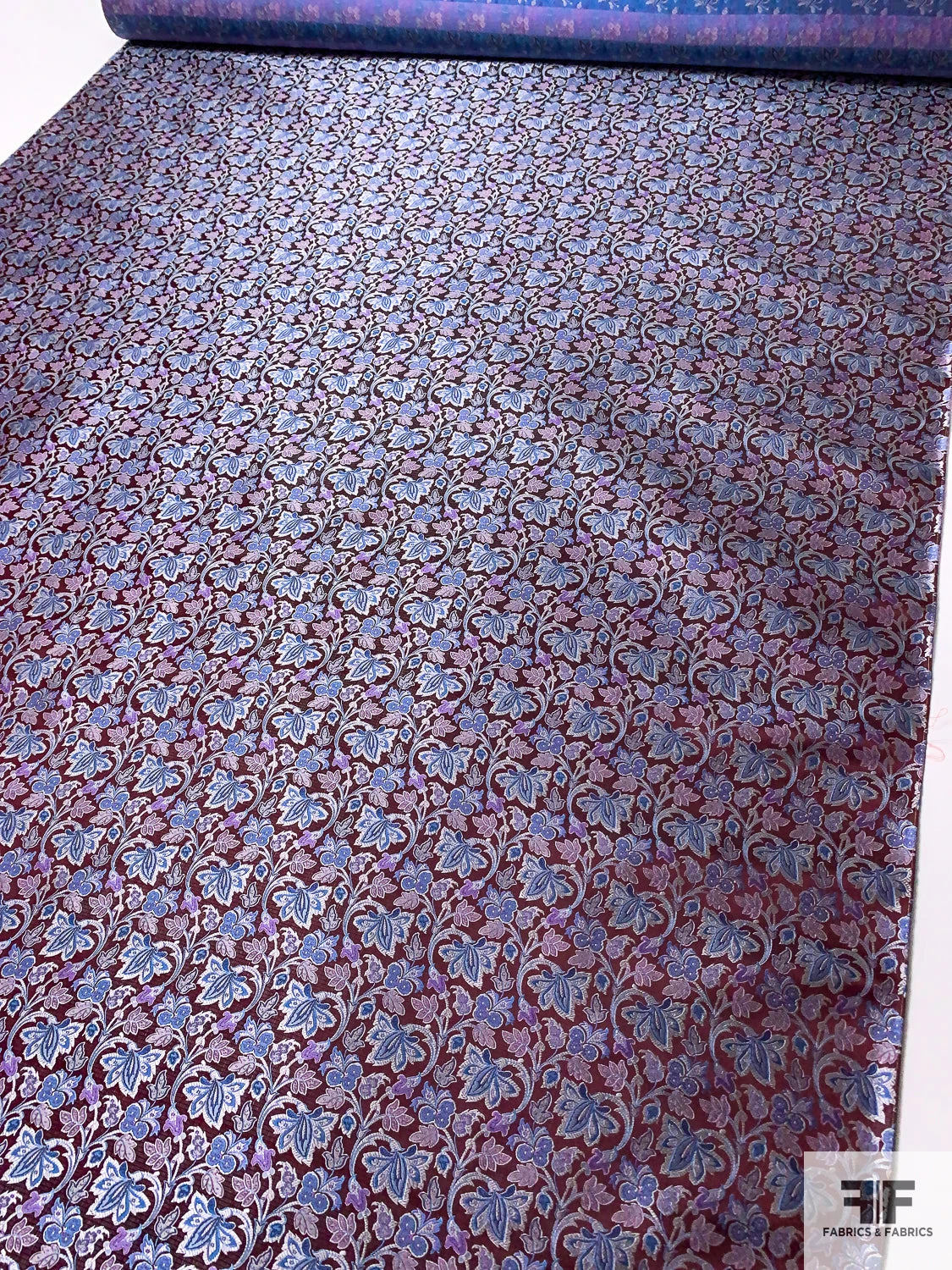 Floral Vines Silk Necktie Jacquard Brocade - Burgundy / Carolina Blues / Light Purple 8 Floral Vines Silk Necktie Jacquard Brocade - Burgundy / Carolina Blues / Light Purple - Image 6