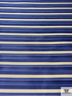 Horizontal Striped Silk Necktie Jacquard Brocade - Navy / Pastel Yellow -Fabrics And Fabrics Store 15743 4