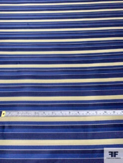 Horizontal Striped Silk Necktie Jacquard Brocade - Navy / Pastel Yellow -Fabrics And Fabrics Store 15743 5