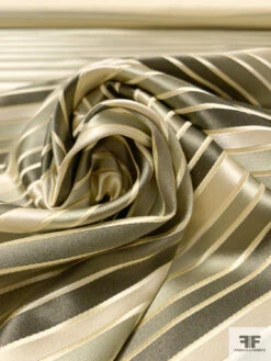 Horizontal Striped Silk Necktie Jacquard Brocade - Olive Greens / Beige / Light Gold 11 Horizontal Striped Silk Necktie Jacquard Brocade - Olive Greens / Beige / Light Gold -Fabrics And Fabrics Store 15746 3