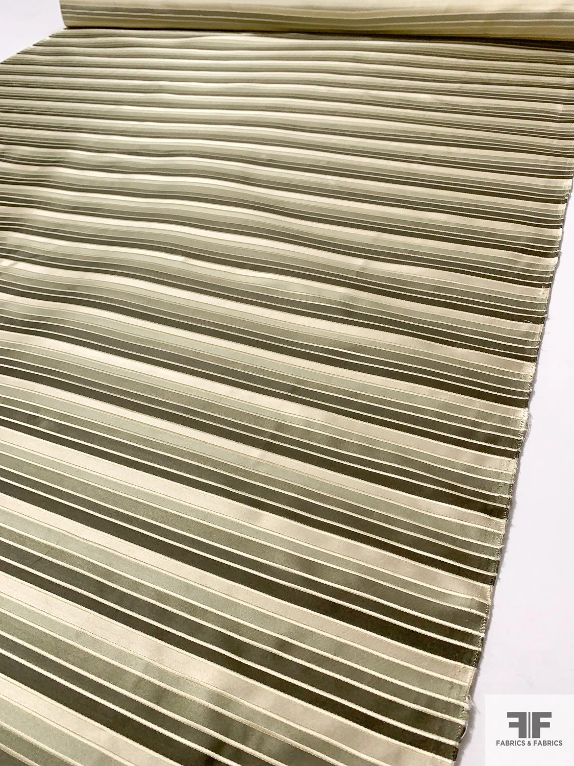 Horizontal Striped Silk Necktie Jacquard Brocade - Olive Greens / Beige / Light Gold 8 Horizontal Striped Silk Necktie Jacquard Brocade - Olive Greens / Beige / Light Gold - Image 6