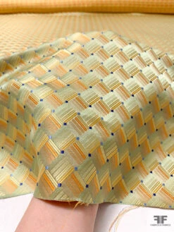 Geometric Basket Silk Necktie Jacquard Brocade - Orange / Yellow / Olive-Gold / Blue 17 Geometric Basket Silk Necktie Jacquard Brocade - Orange / Yellow / Olive-Gold / Blue -Fabrics And Fabrics Store 15749 8