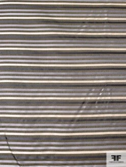 Horizontal Striped Silk Necktie Jacquard Brocade - Greys / Light Olive / Black 13 Horizontal Striped Silk Necktie Jacquard Brocade - Greys / Light Olive / Black -Fabrics And Fabrics Store 15751 4