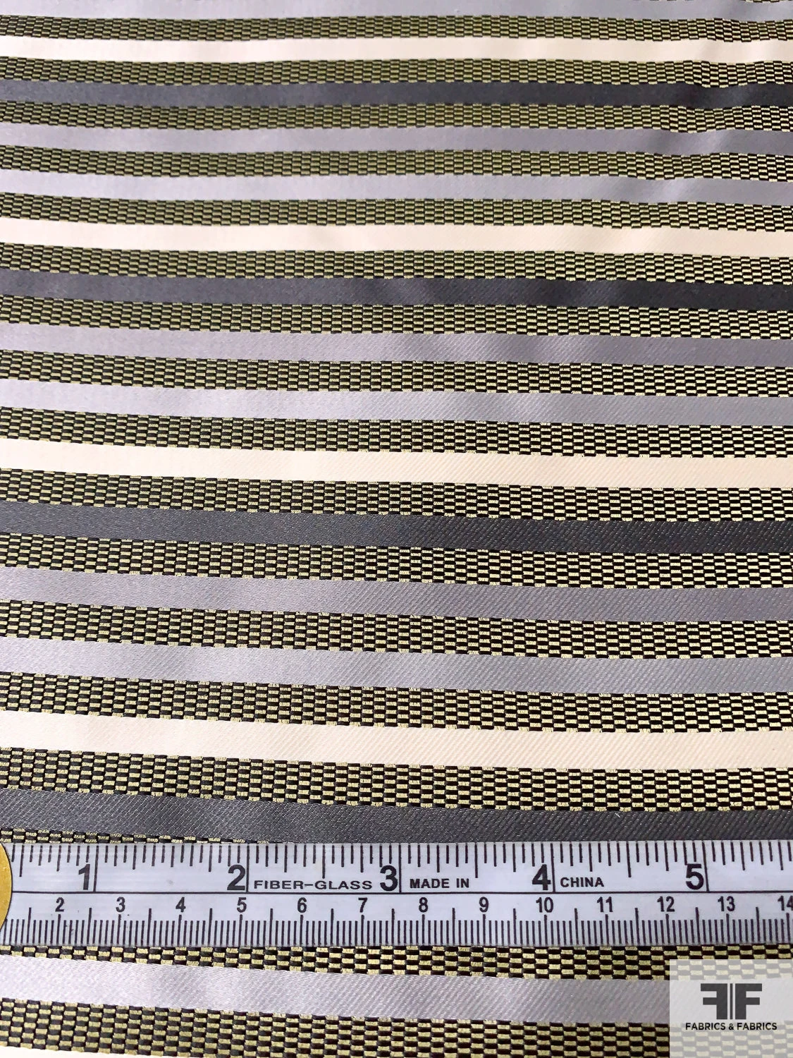 Horizontal Striped Silk Necktie Jacquard Brocade - Greys / Light Olive / Black 8 Horizontal Striped Silk Necktie Jacquard Brocade - Greys / Light Olive / Black - Image 6