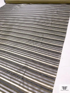 Horizontal Striped Silk Necktie Jacquard Brocade - Greys / Light Olive / Black 16 Horizontal Striped Silk Necktie Jacquard Brocade - Greys / Light Olive / Black -Fabrics And Fabrics Store 15751 7