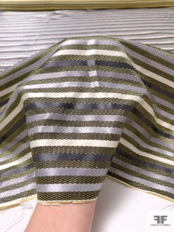 Horizontal Striped Silk Necktie Jacquard Brocade - Greys / Light Olive / Black 17 Horizontal Striped Silk Necktie Jacquard Brocade - Greys / Light Olive / Black -Fabrics And Fabrics Store 15751 8