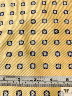 Small Floral Grid Silk Necktie Jacquard Brocade - Yellow / Navy / Blue 15 Small Floral Grid Silk Necktie Jacquard Brocade - Yellow / Navy / Blue -Fabrics And Fabrics Store 15754 6