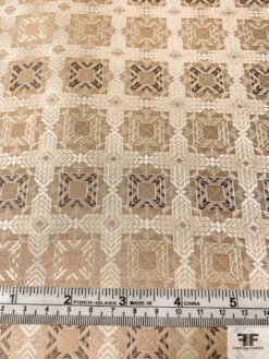 Geometric Mosaic Silk Necktie Jacquard Brocade - Tan / Beige / Light Gold / Brown 15 Geometric Mosaic Silk Necktie Jacquard Brocade - Tan / Beige / Light Gold / Brown -Fabrics And Fabrics Store 15755 6