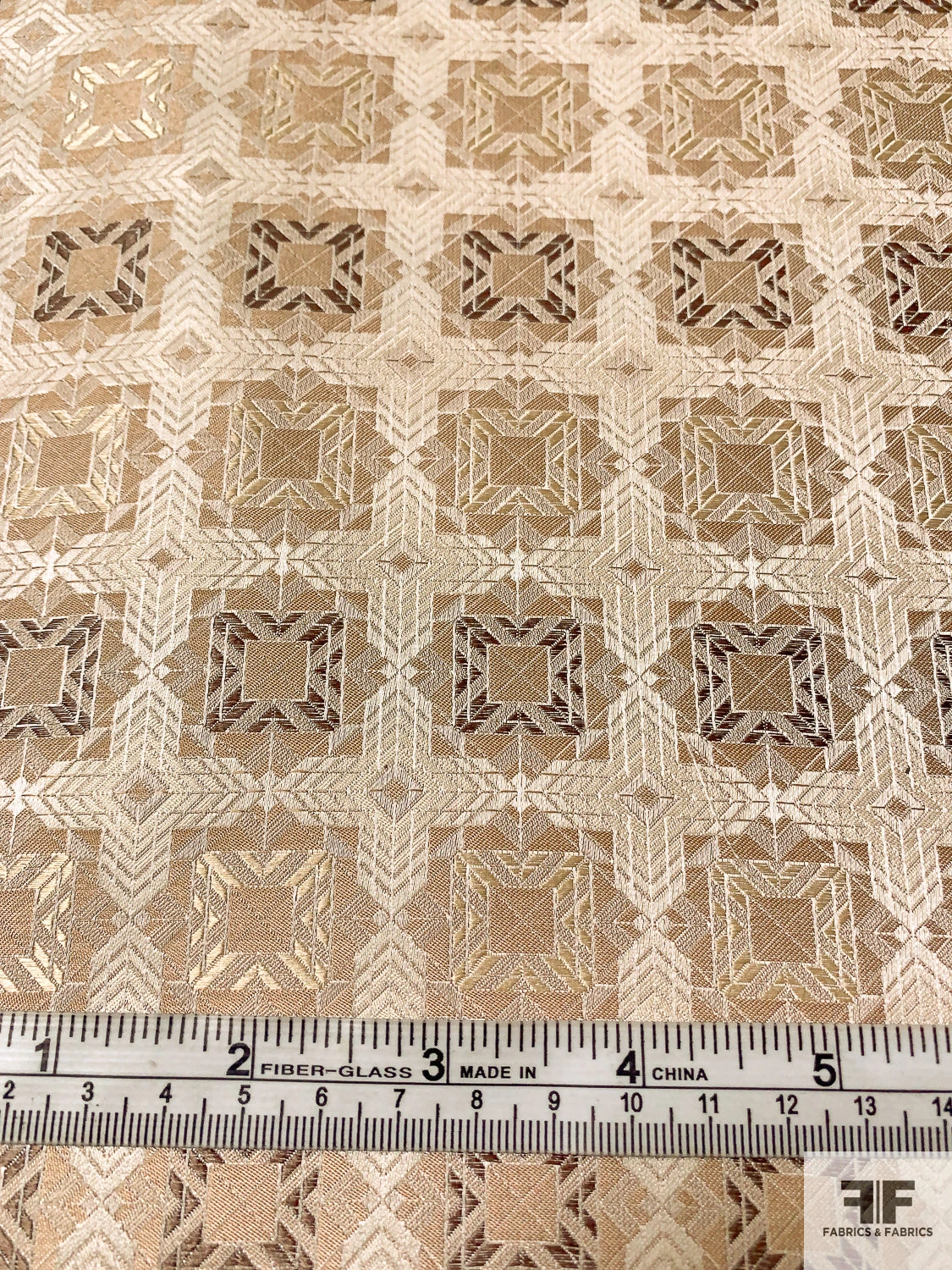 Geometric Mosaic Silk Necktie Jacquard Brocade - Tan / Beige / Light Gold / Brown 8 Geometric Mosaic Silk Necktie Jacquard Brocade - Tan / Beige / Light Gold / Brown - Image 6