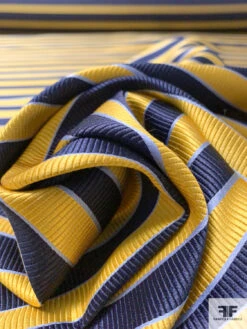 Horizontal Striped Silk Necktie Jacquard Brocade - Yellow-Gold / Navy / Blue 12 Horizontal Striped Silk Necktie Jacquard Brocade - Yellow-Gold / Navy / Blue -Fabrics And Fabrics Store 15759 3