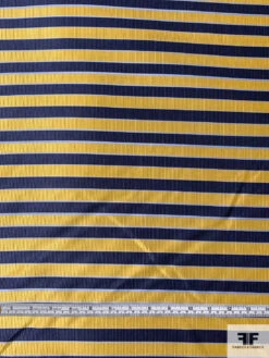 Horizontal Striped Silk Necktie Jacquard Brocade - Yellow-Gold / Navy / Blue 14 Horizontal Striped Silk Necktie Jacquard Brocade - Yellow-Gold / Navy / Blue -Fabrics And Fabrics Store 15759 5