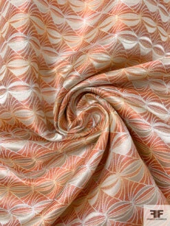 Tentacle Web Silk Necktie Jacquard Brocade - Copper-Orange / Tan / White