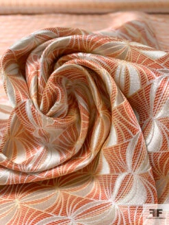 Tentacle Web Silk Necktie Jacquard Brocade - Copper-Orange / Tan / White 12 Tentacle Web Silk Necktie Jacquard Brocade - Copper-Orange / Tan / White -Fabrics And Fabrics Store 15761 3
