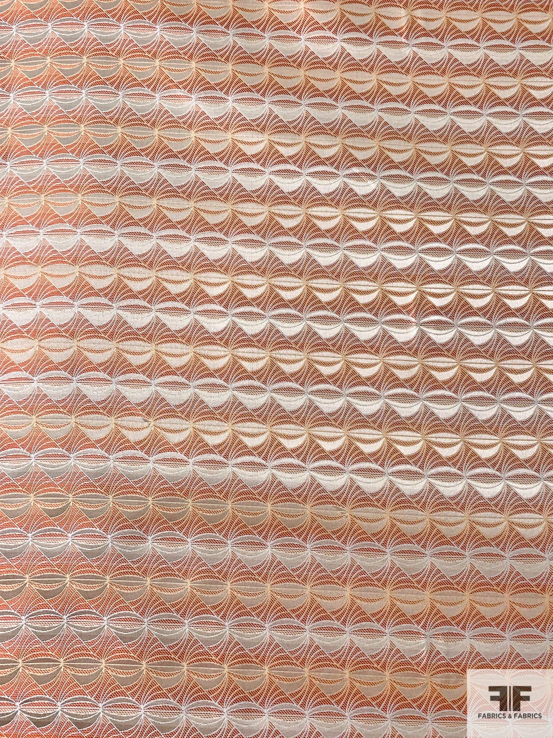 Tentacle Web Silk Necktie Jacquard Brocade - Copper-Orange / Tan / White 6 Tentacle Web Silk Necktie Jacquard Brocade - Copper-Orange / Tan / White - Image 4