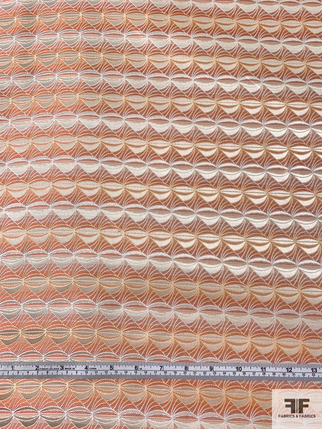 Tentacle Web Silk Necktie Jacquard Brocade - Copper-Orange / Tan / White 7 Tentacle Web Silk Necktie Jacquard Brocade - Copper-Orange / Tan / White - Image 5