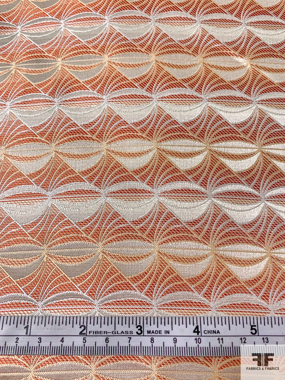 Tentacle Web Silk Necktie Jacquard Brocade - Copper-Orange / Tan / White 8 Tentacle Web Silk Necktie Jacquard Brocade - Copper-Orange / Tan / White - Image 6
