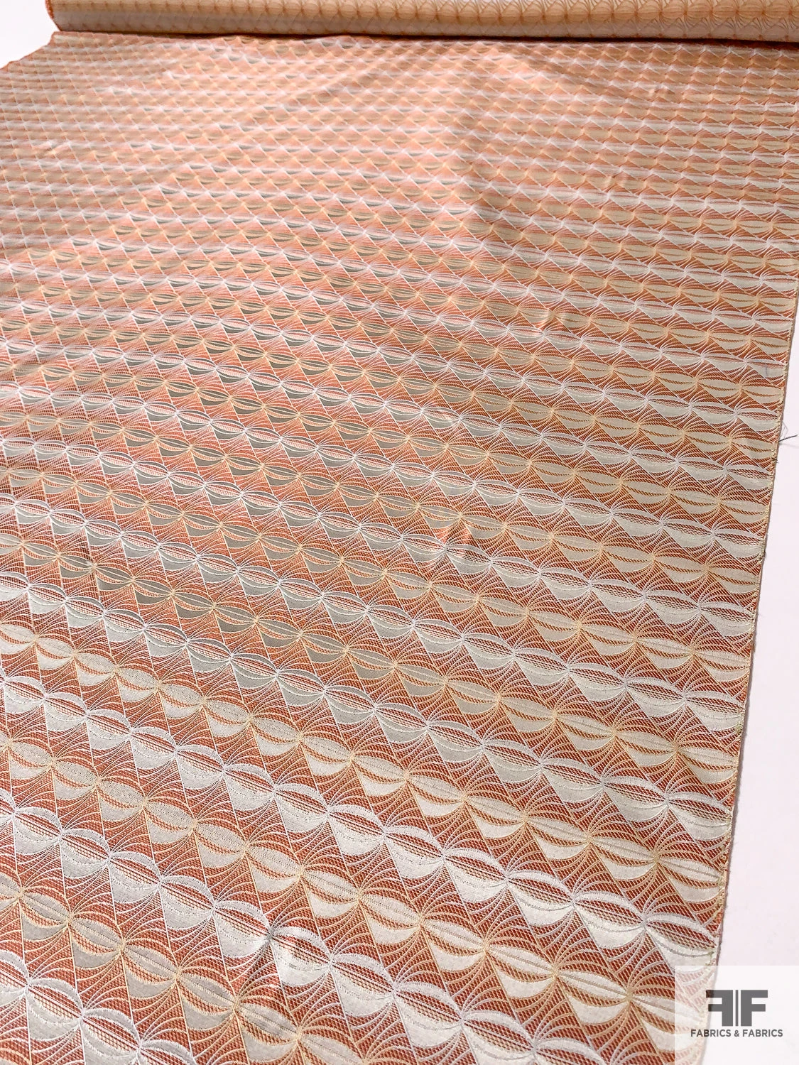 Tentacle Web Silk Necktie Jacquard Brocade - Copper-Orange / Tan / White 9 Tentacle Web Silk Necktie Jacquard Brocade - Copper-Orange / Tan / White - Image 7