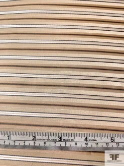 Horizontal Striped Silk Necktie Jacquard Brocade - Beige / Tan / White / Navy 15 Horizontal Striped Silk Necktie Jacquard Brocade - Beige / Tan / White / Navy -Fabrics And Fabrics Store 15763 6