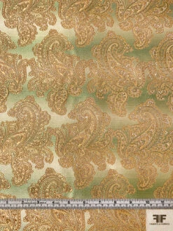 Paisley Silk Necktie Jacquard Brocade - Green / Light Brown / Muted Gold -Fabrics And Fabrics Store 15764 5